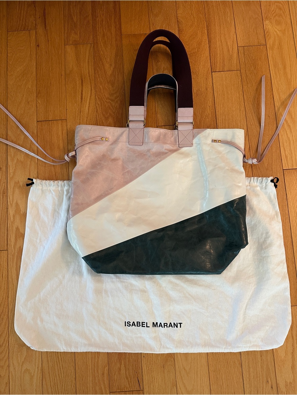 Isabel Marant Pink, White & Green Doogan Day Bag -  Leather Tote